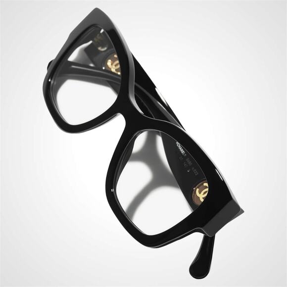 New CHANEL Eyeglasses Black 53mm Glasses Butterfly Gold CC Womens - Picture 4 of 6